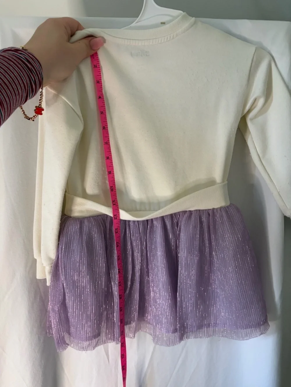 Disney’s Cream Top with Blue Stitch Graphic and built in skirt dress size 5